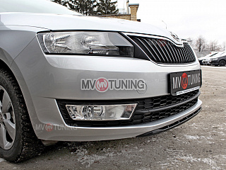 Спойлер(сплиттер) переднего бампера Skoda Rapid (2012 - 2021) (текстурный пластик)
