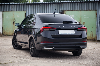 SILVER. Имитация насадок глушителя RS Style крашенные для Skoda Rapid II Gen (2020 - н.в.)
