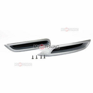 SILVER. Имитация насадок глушителя RS Style крашенные для Skoda Rapid II Gen (2020 - н.в.)