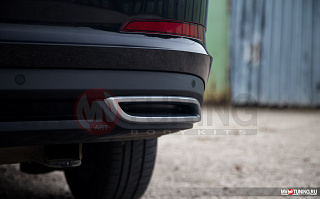 SILVER. Имитация насадок глушителя RS Style крашенные для Skoda Rapid II Gen (2020 - н.в.)