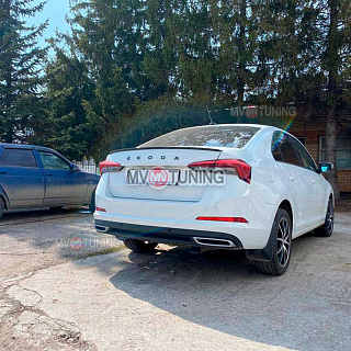 SILVER. Имитация насадок глушителя RS Style крашенные для Skoda Rapid II Gen (2020 - н.в.)