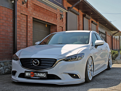 Комплект сплиттеров(передний и боковые-сплиттеры (пороги) Mazda 6 / Atenza GJ (2012 - 2018) + УСТАНОВОЧНЫЙ КОМПЛЕКТ